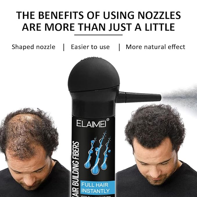 Hair Fibers for Thinning Hair with Spray 100 Undetectable Natural Fibers - Conceals Hair Loss in 15 Seconds - For Women & Men 0.97Oz - 1 Month Usage(Black), 0.97 Ounce (Pack of 1)