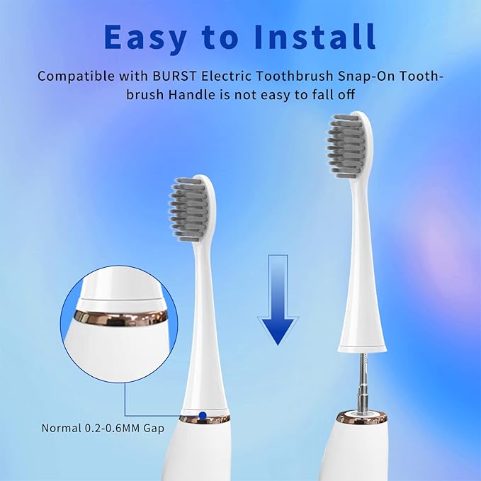 10 Pack Replacement Toothbrush Head Compatible with Burst Electric Toothbrush, YMPBO Toothbrush Heads for Burst Sonic Toothbrush, Deep Cleaning Bristle Design, White