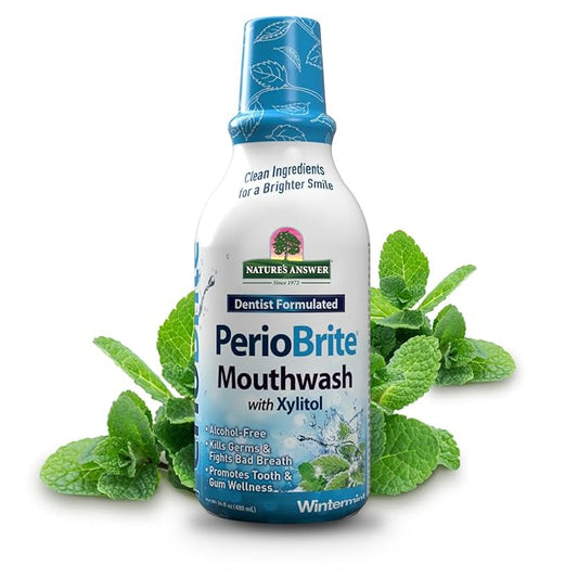 Nature's Answer Periobrite Wintermint All-Natural Mouthwash Promotes Healthy Teeth & Gums, Fights Bad Breath Flouride-Free 16oz (2 Pack)