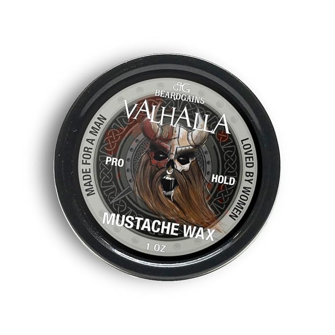 Beard Gains Strong Competition Pro Hold Mustache Wax 1oz - Style, Mold, and Tame Moustache - Organic and Natural (Valhalla White)