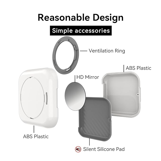 HEMILAB® Retainer Case, Slim Aligner Case with Vent Holes, Compatible with Invisalign, Mouth Guard Case with Mirror, Cute Orthodontic Retainer Case with Retainer Removal Tool and Brush, White