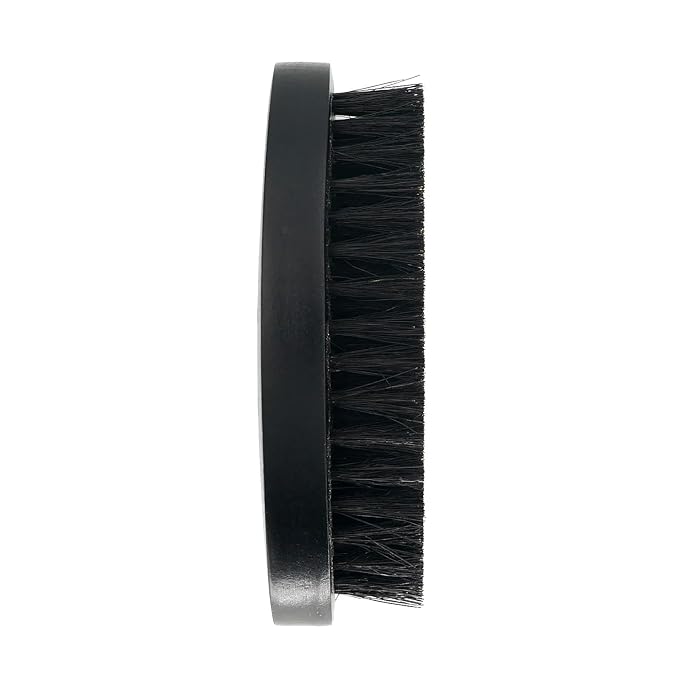 Black Boar Bristle Hair Beard Brush for Men, Pocket Travel Men's Wooden Small Soft Wood Beard Brush (Black)