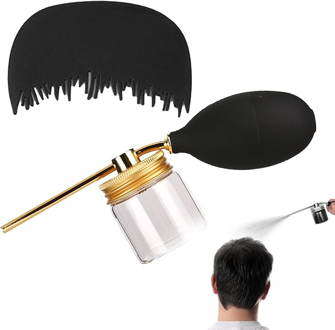 Hair Building Fiber Spray With Hairline Optimizer,Hair Building Fibers,Hair Fiber Spray,Powder Sprayer For Hair-Building, Portable Fiber Powder With Nozzle, Hairline Building Powder Accessory(Gold)
