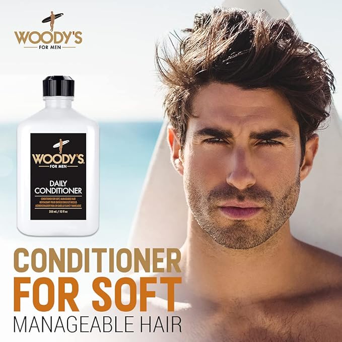 Woody's Daily Hair Conditioner for Men - Hydrating Mens Conditioner & Nourishing Hair Care, Paraben-Free Formula, 12 fl oz