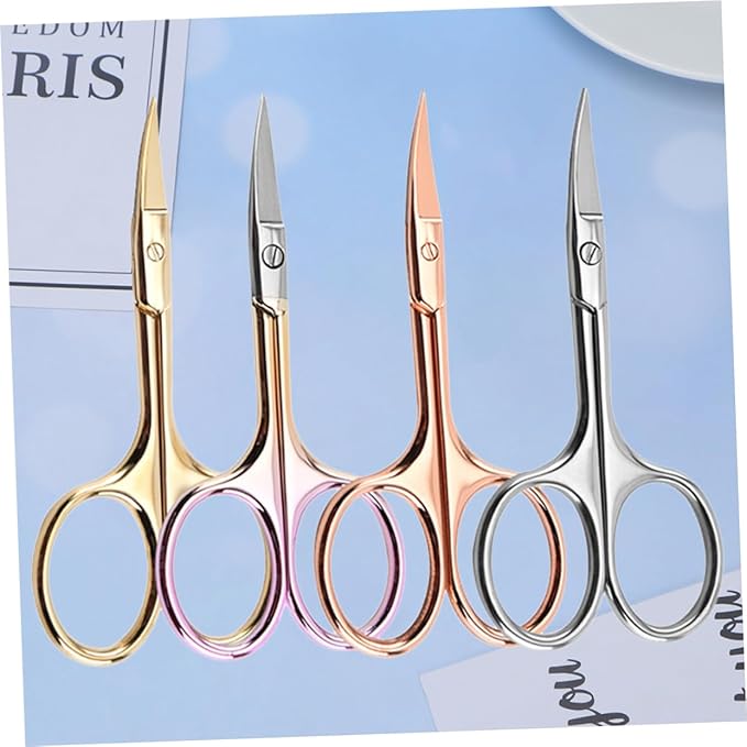 Angoily 12pcs Professional Beard Scissors Stainless Steel Mustache Trimmer for Barbers Painless Shears Random Color