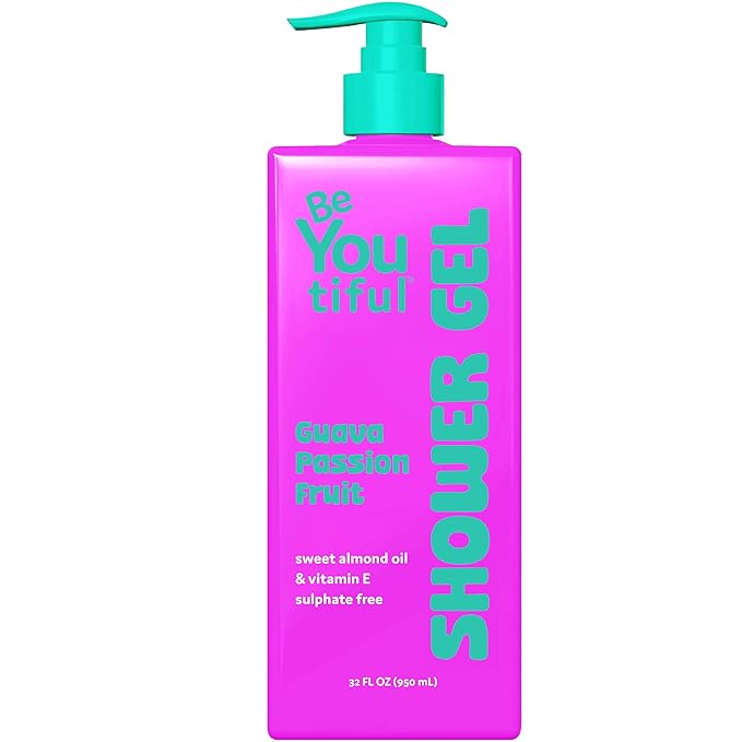 BeYoutiful Natural Hydrating Body Wash for Kids & Teens, Easter Basket Stuffers, Guava Passion Fruit Exfoliating Gel, Acne-Prone Sensitive Skin Care, 32 oz, Easter Gifts for Kids