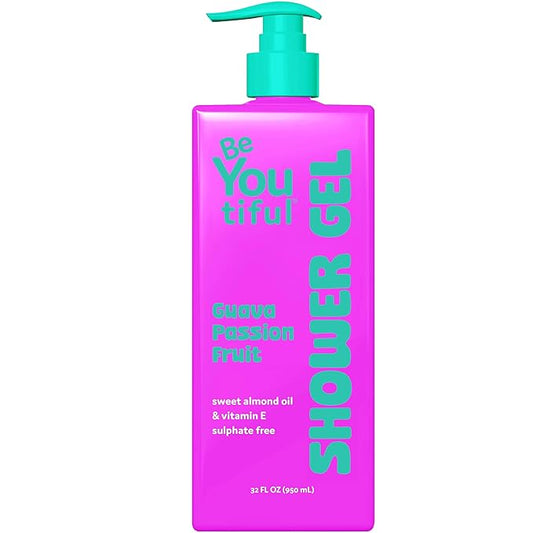 BeYoutiful Natural Hydrating Body Wash for Kids & Teens, Easter Basket Stuffers, Guava Passion Fruit Exfoliating Gel, Acne-Prone Sensitive Skin Care, 32 oz, Easter Gifts for Kids