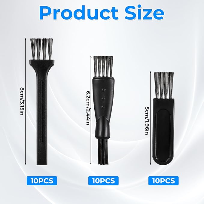 30 Pcs Electric Shaver Cleaning Brush 3 styles Double Sided, Long, Short Razor Brush Replacement for Trimmer Hair Clipper Keyboard Cleaning (Black)