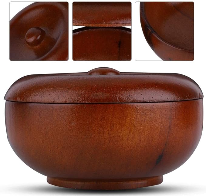 Buachois Wooden Shaving Soap Bowl with Lid, Durable Portable Traditional Wet Shaving Bowl for Cream and Soap, Easy to Clean, Travel Size
