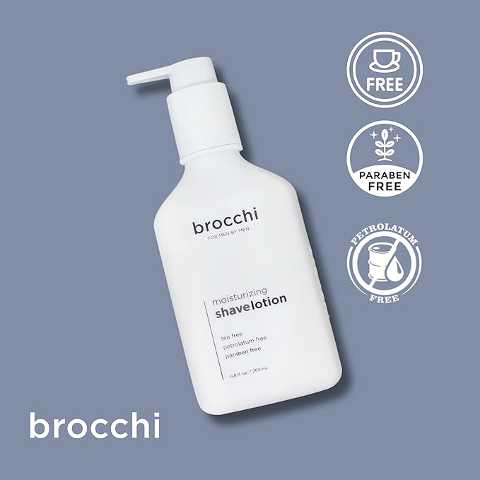 Brocchi | Deep Moisturizing Shave Lotion | 200ml | Tea Free, Petrolatum Free, Paraben Free, with Argan and Hemp Seed Oils for a Refreshing Shaving Experience