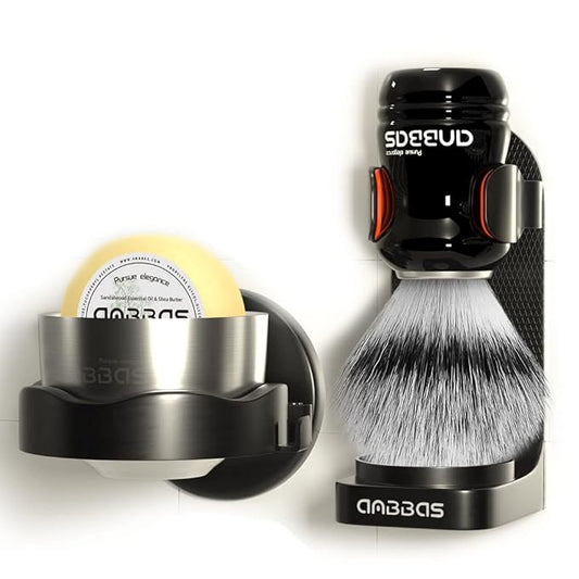 5IN1 Anbbas Shaving Brush Set,Synthetic Badger Brush and Stainless Steel Soap Bowl,ABS Wall Mounted Shaving Holders for Brush and Bowl,3.5OZ Shaving Soap Refill