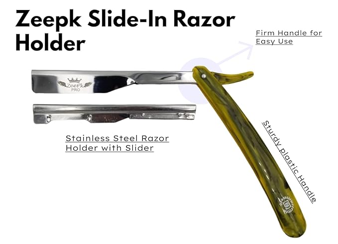 Shaving Razor Expose/Exposed Blade – Zeepk Navaja para Principiantes con 10 Blades – Barber Straight Razor para Hombre con Mango Ergonómico – Kit de Afeitado Básico