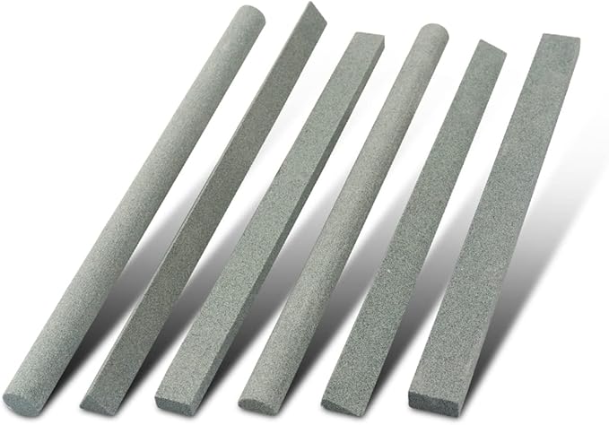 Sharpening Stone Set,6 pcs 180# Wood Carving Sharpener Whetstone Set for for Wood Carving Knives/Chisels&Most Bladed Cutting Tools,Variety of Shapes (Length:appr.5.90inch)