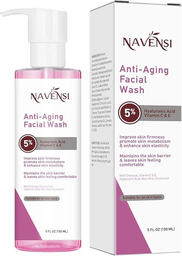 Anti Aging Face Wash 150ml | Hyaluronic Acid, Manuka Honey, Charcoal & Aloe Vera Facial Wash For Women & Men | Deep Cleansing, Hydrating Facial Cleanser For Smooth, Youthful Skin