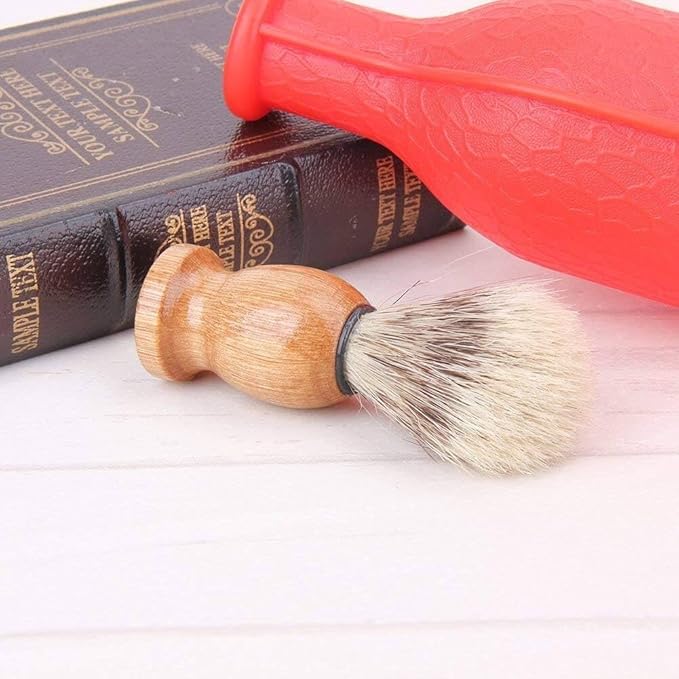 1Pc Brown Badger Hair Men's Shaving Brush Barber Salon Beard Cleaning Comfortable and Environmentally Shaving Brushes,Men's