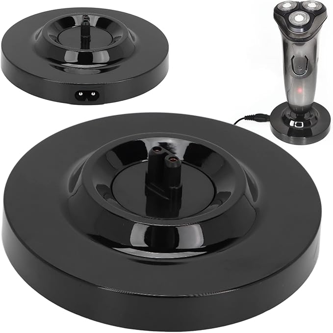Universal Electric Shaver Charging Stand - Level Round Shape, Deep Design, Wide and Beautiful - Men's Shaver Charger Base in Black