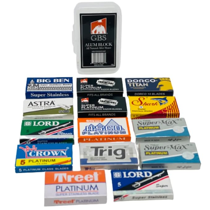 G.B.S Pack of 100 Extremely Sharp Blades and Alum Block