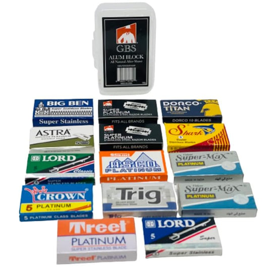 G.B.S Pack of 100 Extremely Sharp Blades and Alum Block