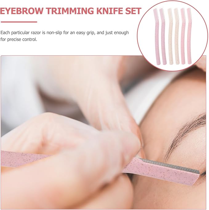 Toyvian 6pcs Stainless Steel Eyebrow Razor Trimmer Hair Removal Makeup Tool Kit with Protective Cover for Facial Hair Shaping and Eyebrow Grooming Random Color