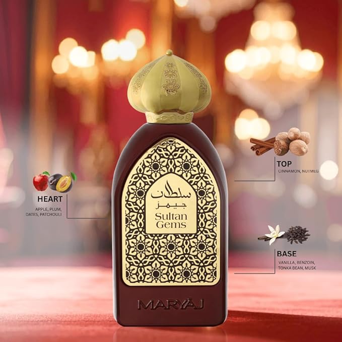 Maryaj Sultan - Gems - Long Lasting Perfume for Men and Women - Cologne for Men and Women - Cinnamon, Vanilla Fragrances - Eau de Parfum - 3.4 oz.