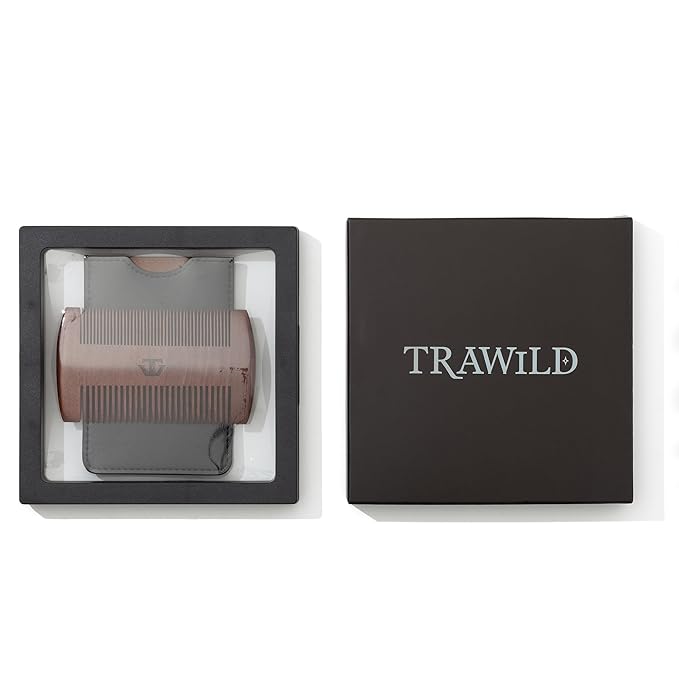 Sandalwood Beard Comb for Men with Mother of Pearl Inlay, Premium Grooming Wood & Wooden Comb for Beard and Mustache