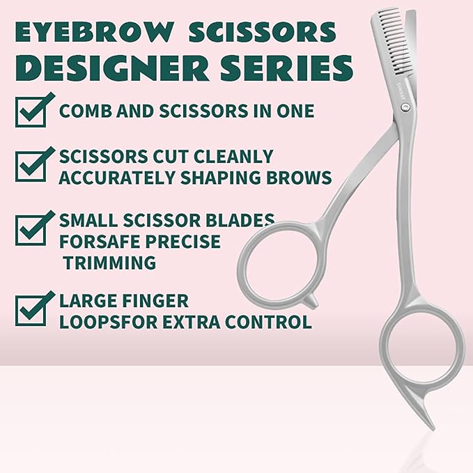 Eyebrow Trimming Scissors with Combs, Eyebrow Cutter Hair Removal Eyebrow Scissors,Eye brow razors, Eyebrow trimmer for women (Grey)