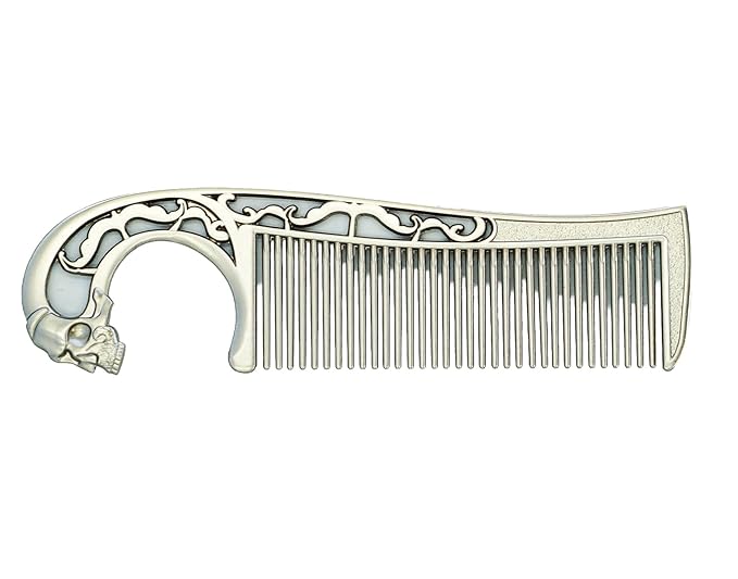 Mustache Comb On Stainless Steel Metal Chain Necklace – Dual-Sided Comb for Men, Fine & Wide Teeth for Precise Moustache Styling – Durable, Compact, Travel-Friendly Grooming Tool for Facial Hair Care