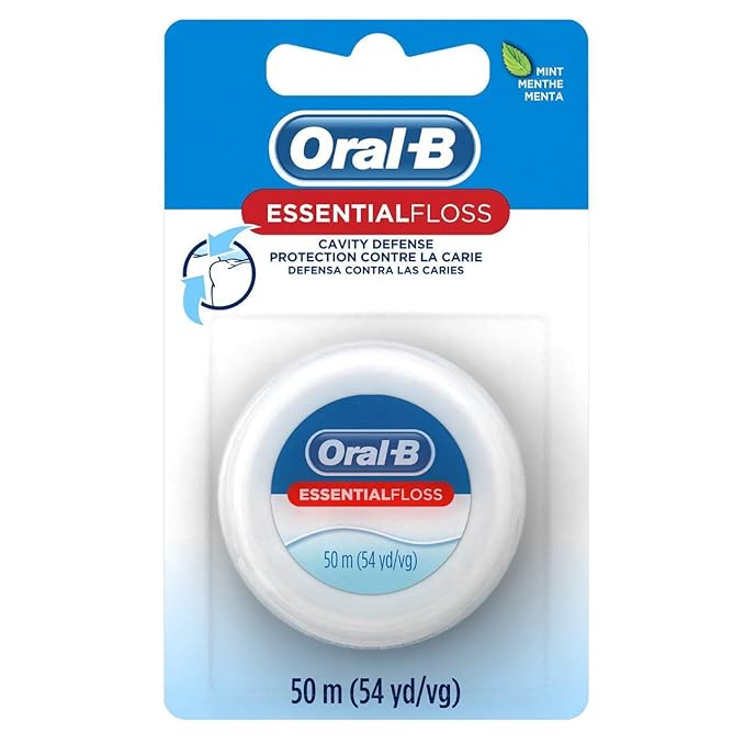 Oral-B Essential Floss, Waxed, Mint, 54 Yards (50 Meters) - Pack of 2