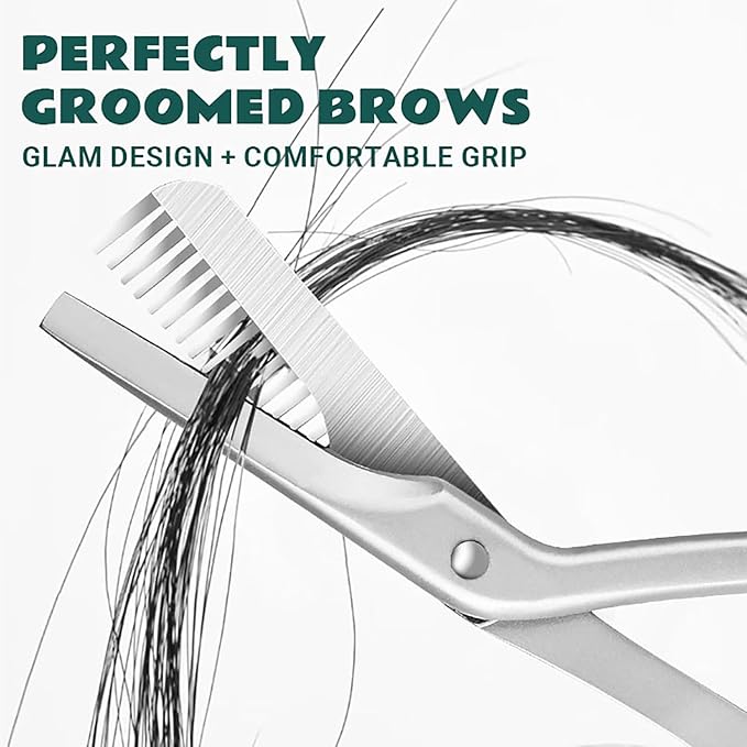 Eyebrow Trimming Scissors with Combs, Eyebrow Cutter Hair Removal Eyebrow Scissors,Eye brow razors, Eyebrow trimmer for women (Grey)