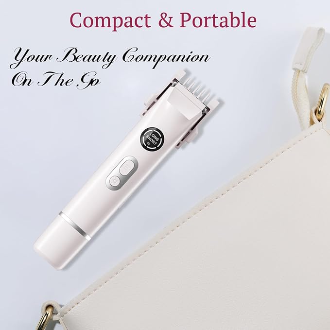 Bikini Trimmer for Women, 4 in 1 Wet/Dry Electric Razors for Women - Dual Head, Painless Rechargeable Portable Womens Razors for Shaving Set for Face, Nose, Eyebrows, Armpits, Bikini Area (White)