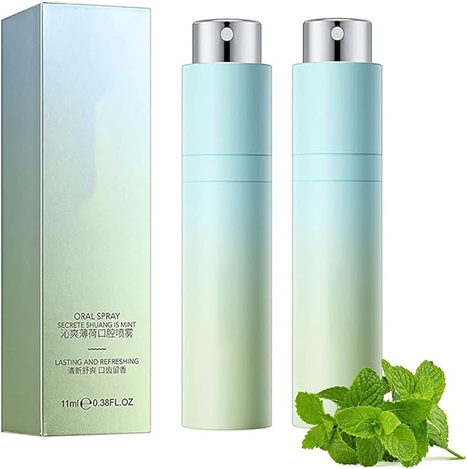 Ujicde 2PCS Canada Polumna Fissured Tongue Relief Spray, 8ml Breath Freshener Spray, Polumna Fissured Tongue Treatment, Remove Bad Breath and Freshen Breath (Color : Mint)