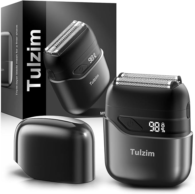 Electric Foil Shaver for Men: Cordless Electric Razor for Face & Beard - 3 Floating Blades, 100-Min Runtime, USB-C Fast Charge, IPX7 Waterproof for Travel, Silver Grey