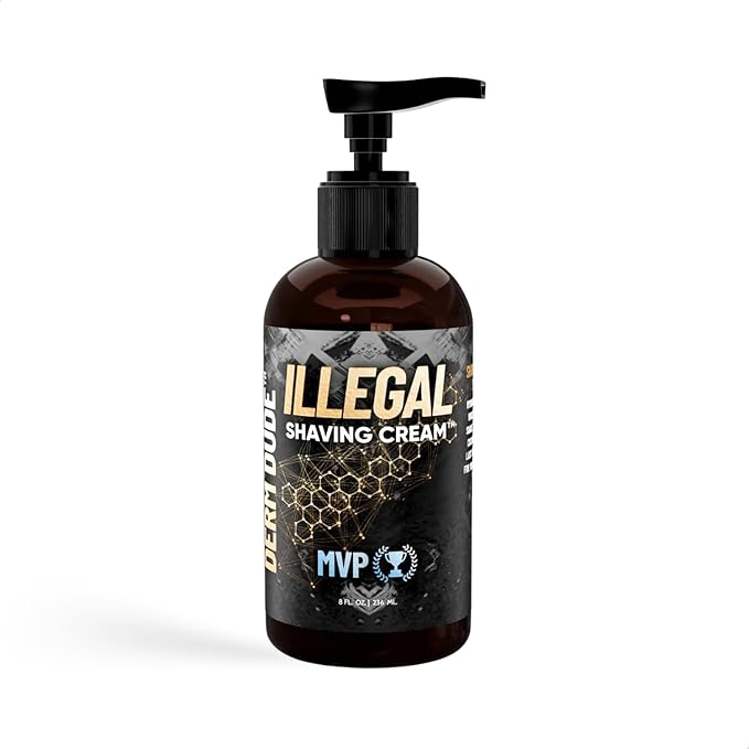 Derm Dude Illegal Shave Cream for Men | Ultra-Slick Shaving Cream for Sensitive Skin | Fights Razor Burn, Bumps, Nicks & Cuts | Smooth Glide Formula – MVP Scent, 8oz