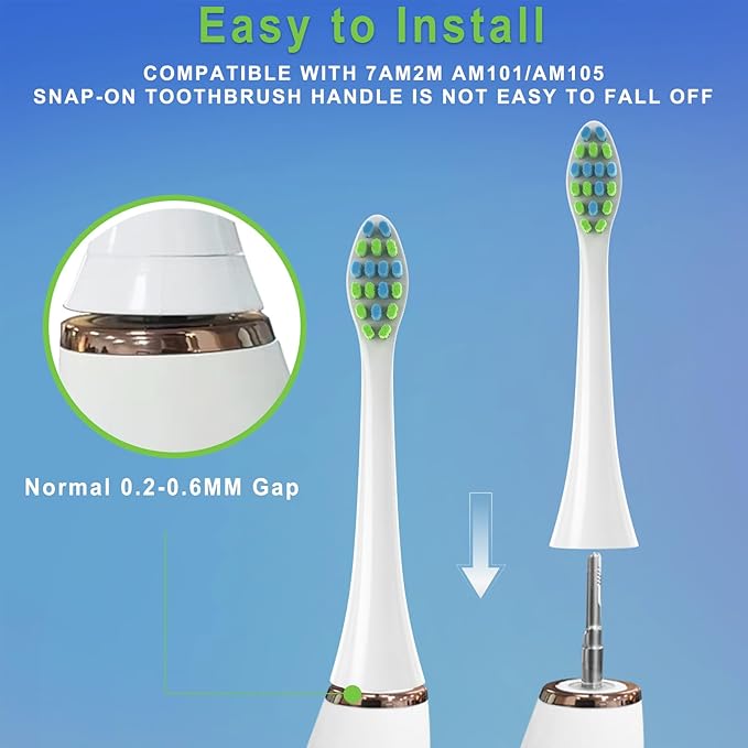 Toothbrush Replacement Heads Compatible with 7AM2M AM100/AM105/AM110 Electric Toothbrush, Soft Brush Bristles, 5 Pack White + 5 Pack Black