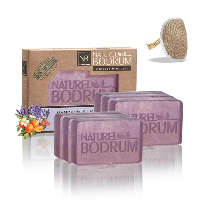 Mandarin and Lavender Organic Soap Bar for Women and Men, Pack of 6 Glycerin Soap Bars - Calming Hyperpigmentation & Pore-Tightening Bar Soap - Natural & Vegan Spa Gift, for All Skin Types