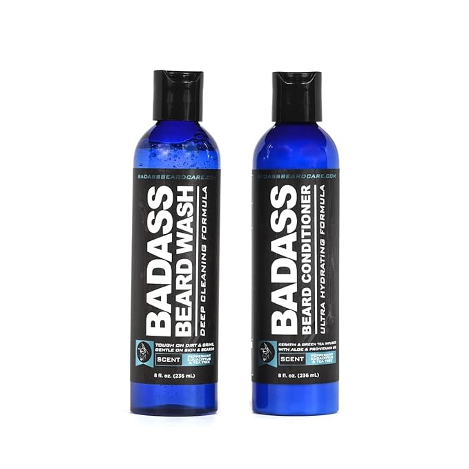 Badass Beard Care Beard Wash & Conditioner KIT For Men - Made of Natural Ingrediens for Healthy, Soften and Itchness Free Beard and Mustache