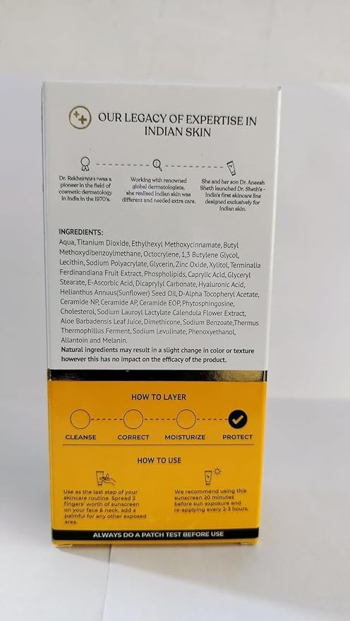 Generic Dr ShethS Vitamin C Sunscreen | For Deep Moisturization | Non-Greasy, Quick-Absorbing | Zero White | For Women & Men | Sun Protection | 50g