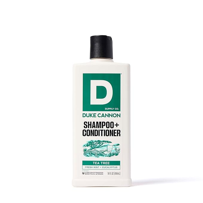 Duke Cannon 2-in-1 Shampoo & Conditioner for Men – Tea Tree Oil, Refreshing Scalp Care, Sulfate Free, 14 oz