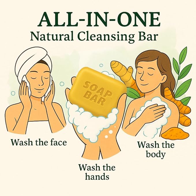 Turmeric Soap Bar, Natural Handmade Soap, Turmeric Face and Body Wash, Moisturizing Deep Cleansing Soap