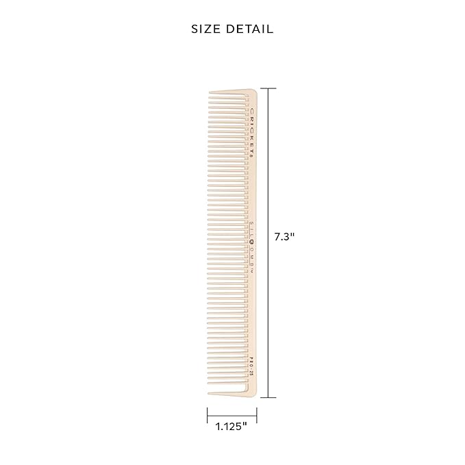 Cricket Silkomb Pro-25 Multi Purpose Hair Cutting Comb - Silicone-Injected, Seamless Teeth with Dual Tooth Pattern for Precision Cutting, Styling, Ideal for All Hair Types