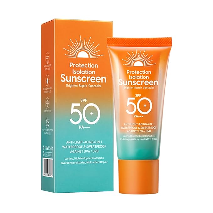 50g Lightweight Sunscreen for Face and Body Hydrating Sun Cream with UVA UVB Protection Non Sticky Formula for All Day Use Orange One Size