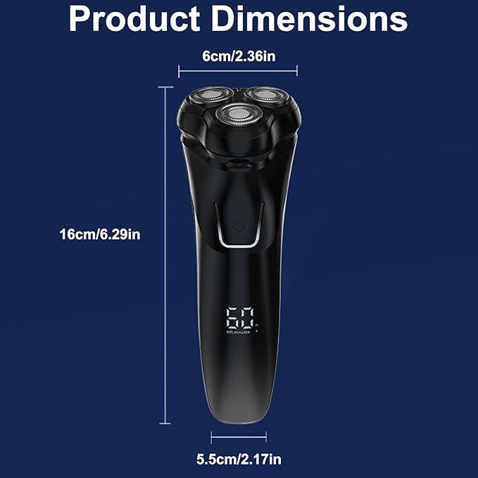 Electric Razor for Men Cordless: Wet/Dry Rotary Shaver Waterproof - USB Fast Charging, Precision Blades Sensitive Skin Care, Pop-up Trimmer Upgraded Elegant Black