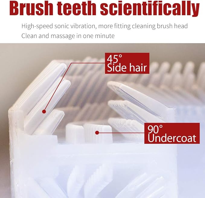 Automatic Toothbrush for Adults - Ultrasonic Electric Toothbrush with Soft Bristles Rechargeable Portable 30'' Automatic Timer Wireless Charging Washable Dual-Use for Travel & Home (White)