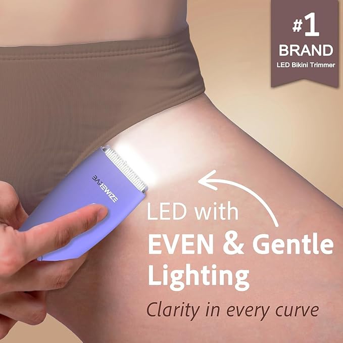 Bikini Trimmer for Women, Pubic Hair Trimmer, Waterproof, USB-C Rechargeable, LED Light, Replaceable Blade, Electric Razors for Women, Electric Lady Shaver (Violet)