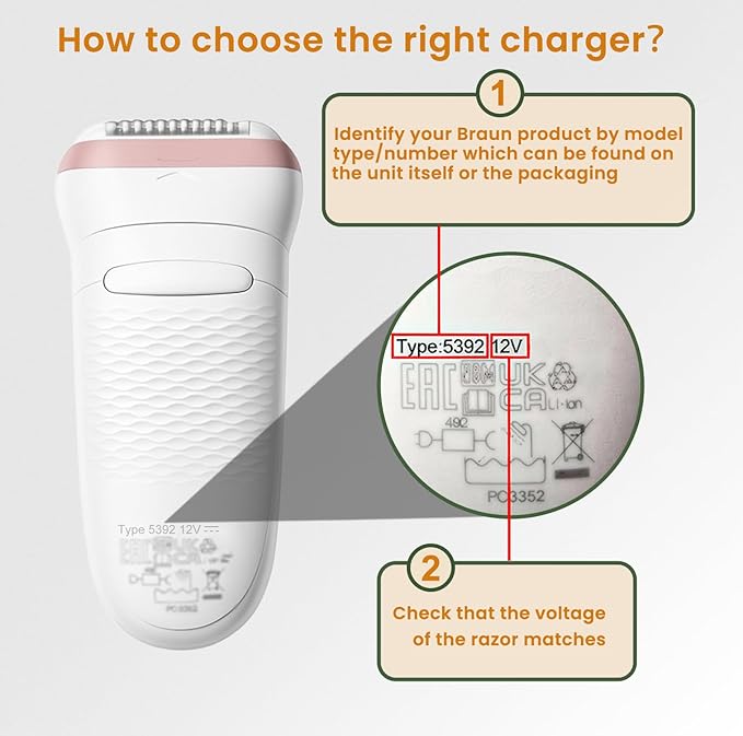Newding Charger Cord Compatible with Braun Shaver Series 9 Pro 8 7 6 5 3, S9 S8 S7 S6 S5 S3 310s 3040s 5150cs 6120s 720s 7177cc 7185cc 8567cc 9597cc PL5137 IPL7219 SES9-030 SE7-041 SE5-011 12V 400mA