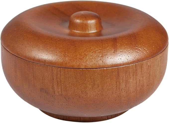 ABOOFAN Men’S Wooden Shaving Soap Bowl with Lid Shaving Cream Bowl for Wet Shave for Men’S Bathroom Use