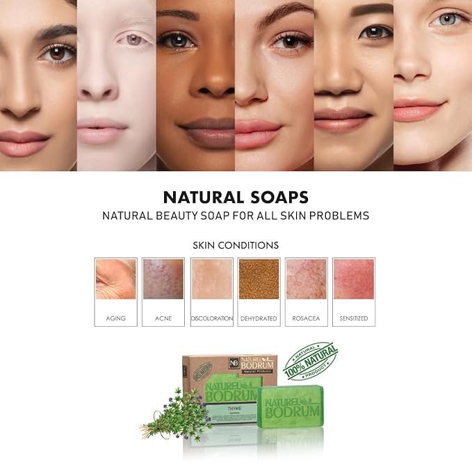 Thyme Organic Soap Bar for Women and Men, Pack of 2 Glycerin Soap Bars - Clarifying Facial & Body Bar Soap for Balanced Oily Skin - Natural & Vegan Spa Gift, for All Skin Types