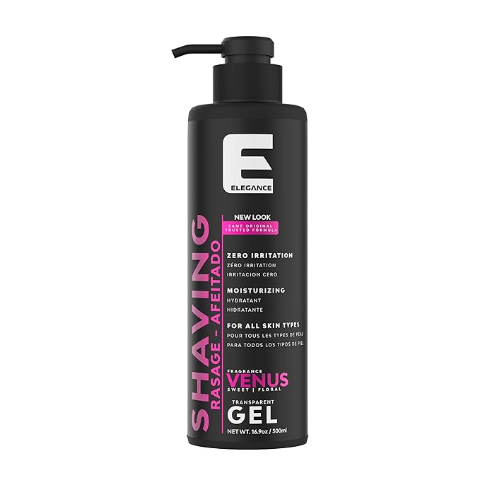 E Elegance Barber Accessories - Transparent Shaving Gel For Men Or Women, Sweet/Floral Venus Fragrance - The Ultimate Shaving Solution For A Smooth, Irritation-Free Experience, 16,9 Oz