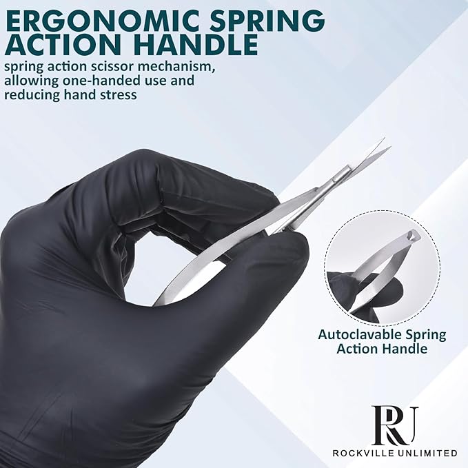 Micro Scissor 5.5" Straight Set of 3 Premium Stainless Steel Applique Scissors Sewing Art & Craft Trimming for Eyebrow Eyelash Embroidery Scissors Extra Sharp thread cutting Spring action scissors.