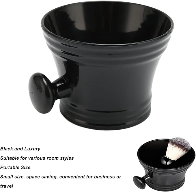 Shaving Soap Bowl Black Plastic Large Capacity Comfortable Grip Plastic Shaving Soap Bowl Foam Shaving Soap Cream Bowl Men Shaving Bowl Shave Mug with Handle for Barber Home Travel
